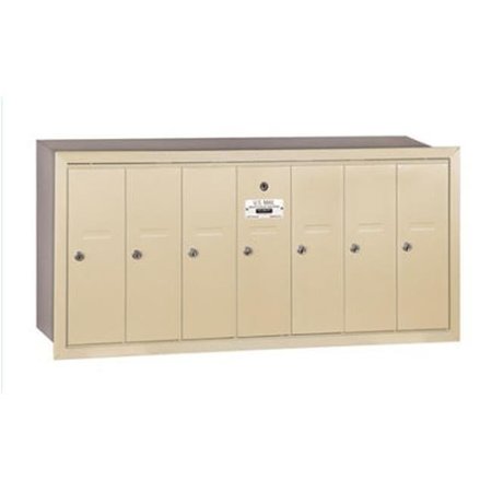 SALSBURY INDUSTRIES Salsbury Industries 3507SRP Vertical Mailbox - 7 Doors - Sandstone - Recessed Mounted - Private Access 3507SRP